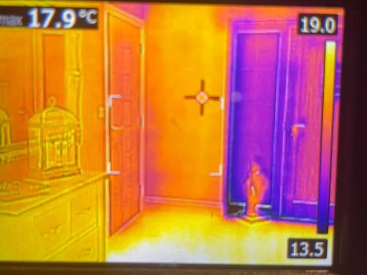 Thermal image taken during a heating and plumbing survey