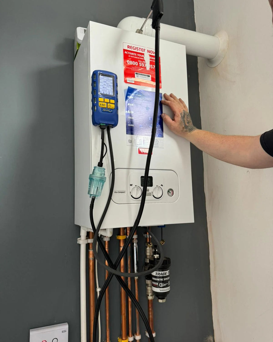 Engineer from Axio Gas working on a new boiler installation