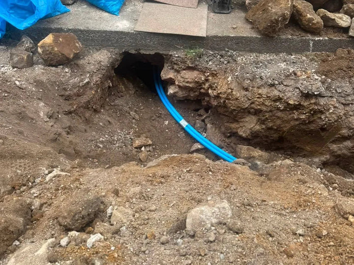 New water main brought into a property through the wall